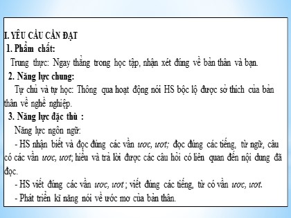 Giáo án Tiếng Việt Lớp 1 - Bài 71: ươc ươt