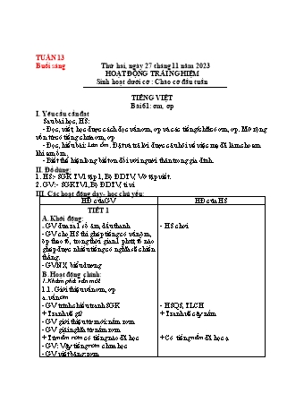 Giáo án Lớp 1 - Tuần 13 - Năm học 2023-2024