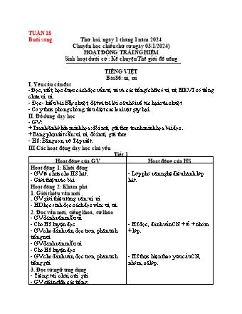 Giáo án Lớp 1 - Tuần 18 - Năm học 2023-2024