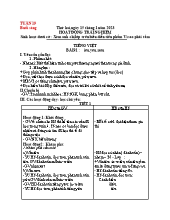 Giáo án Lớp 1 - Tuần 19 - Năm học 2023-2024