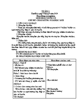 Kế hoạch bài dạy Lớp 1 - Tuần 1 - Năm học 2024-2025 - Trần Thị Thanh Thủy
