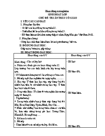 Kế hoạch bài dạy Lớp 1 - Tuần 13 - Năm học 2024-2025 - Trần Thị Thanh Thủy
