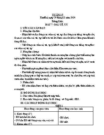 Kế hoạch bài dạy Lớp 1 - Tuần 17 - Năm học 2024-2025 - Phan Thị Thanh Huyền