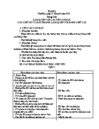 Kế hoạch bài dạy Lớp 1 - Tuần 2 - Năm học 2023-2024 - Trần Thị Thanh Thủy
