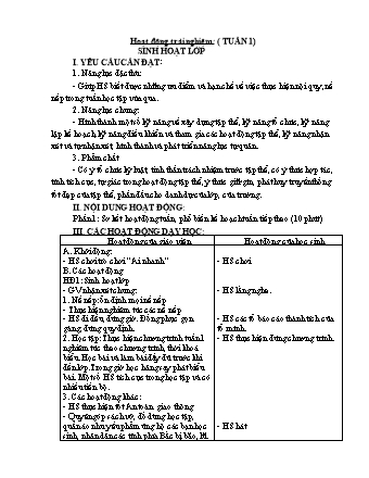 Kế hoạch bài dạy Lớp 1 - Tuần 2 - Năm học 2024-2025 - Phan Thị Thanh Huyền