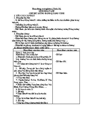 Kế hoạch bài dạy Lớp 1 - Tuần 21 - Năm học 2023-2024 - Nguyễn Thị Nguyên