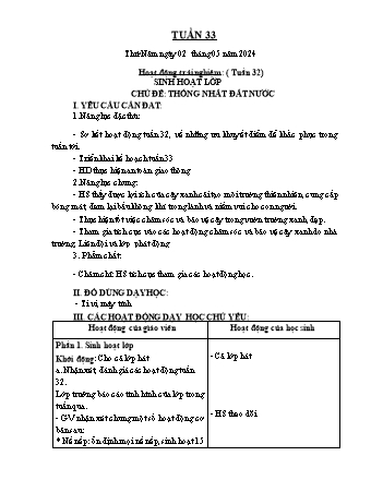 Kế hoạch bài dạy Lớp 1 - Tuần 33 - Năm học 2023-2024 - Phan Thị Thanh Huyền