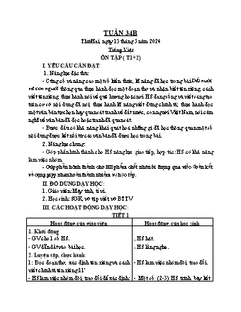 Kế hoạch bài dạy Lớp 1 - Tuần 34B - Năm học 2023-2024 - Phan Thị Thanh Huyền