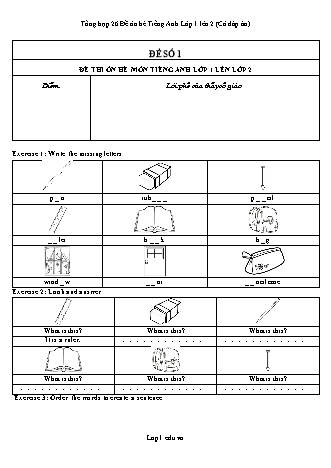 Tổng hợp 26 Đề ôn hè Tiếng Anh Lớp 1 lên 2 (Có đáp án)