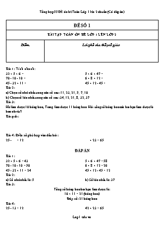 Tổng hợp 55 Đề ôn hè Toán Lớp 1 lên 2 chuẩn (Có đáp án)