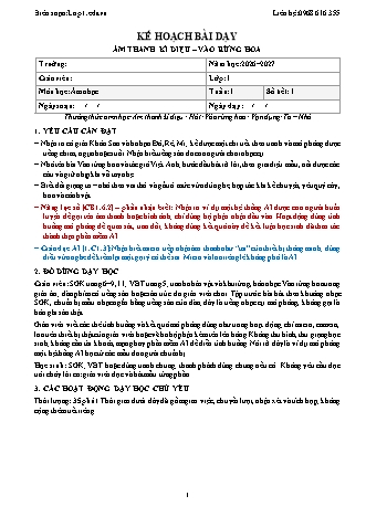 Giáo án Âm nhạc lớp 1 năm học 2026-2027 - Tuần 1 - Âm thanh kì diệu. Vào rừng hoa (Tích hợp năng lực số và AI)