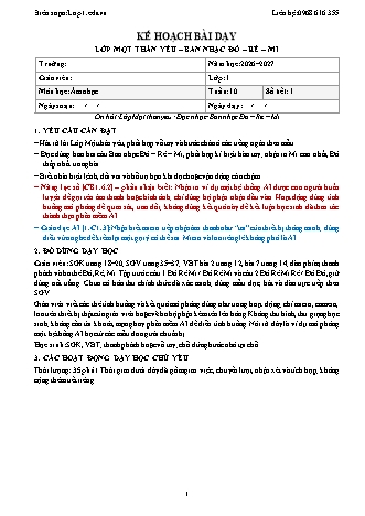 Giáo án Âm nhạc lớp 1 năm học 2026-2027 - Tuần 10 - Lớp một thân yêu. Ban nhạc. Đô-Rê-Mi (Tích hợp năng lực số và AI)