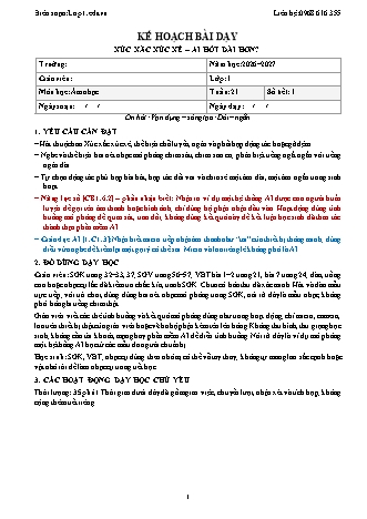 Giáo án Âm nhạc lớp 1 năm học 2026-2027 - Tuần 21 - Xúc xắc xúc xẻ. Ai hót dài hơn (Tích hợp năng lực số và AI)