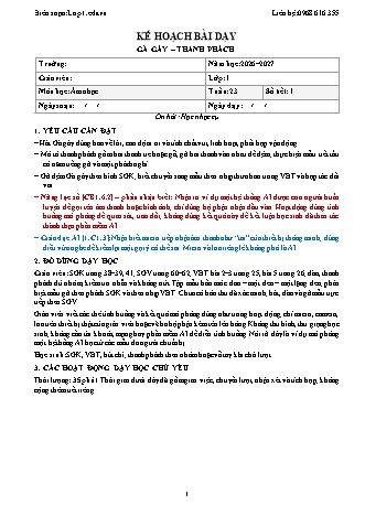 Giáo án Âm nhạc lớp 1 năm học 2026-2027 - Tuần 23 - Gà gáy. Thanh phách (Tích hợp năng lực số và AI)