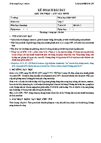 Giáo án Âm nhạc lớp 1 năm học 2026-2027 - Tuần 29 - Góc âm nhạc. Cây gia đình (Tích hợp năng lực số và AI)