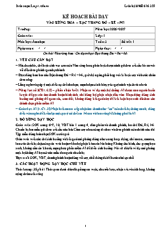 Giáo án Âm nhạc lớp 1 năm học 2026-2027 - Tuần 3 - Vào rừng hoa. Bậc thang. Đô-Rê-Mi (Tích hợp năng lực số và AI)