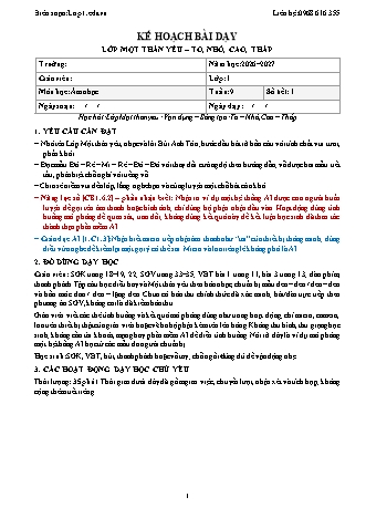 Giáo án Âm nhạc lớp 1 năm học 2026-2027 - Tuần 9 - Lớp một thân yêu. To, nhỏ, cao, thấp (Tích hợp năng lực số và AI)