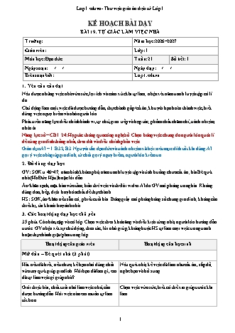 Giáo án Đạo đức lớp 1 năm học 2026-2027 - Tuần 21 - Bài 19. Tự giác làm việc nhà (Tích hợp năng lực số và AI)