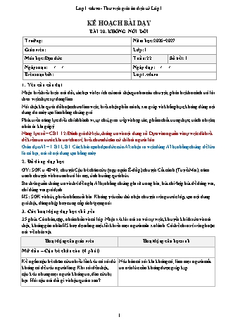 Giáo án Đạo đức lớp 1 năm học 2026-2027 - Tuần 22 - Bài 20. Không nói dối (Tích hợp năng lực số và AI)