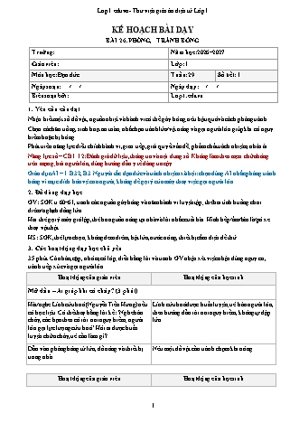 Giáo án Đạo đức lớp 1 năm học 2026-2027 - Tuần 29 - Bài 26. Phòng, tránh bỏng (Tích hợp năng lực số và AI)