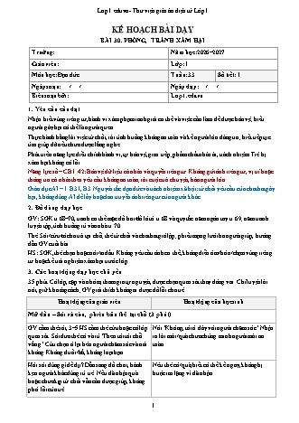 Giáo án Đạo đức lớp 1 năm học 2026-2027 - Tuần 33 - Bài 30. Phòng, tránh xâm hại (Tích hợp năng lực số và AI)