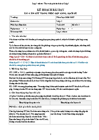 Giáo án Đạo đức lớp 1 năm học 2026-2027 - Tuần 4 - Bài 4. Em giữ trang phục gọn gàng, sạch sẽ (Tích hợp năng lực số và AI)