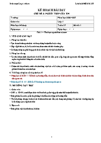 Giáo án Mĩ thuật lớp 1 năm học 2026-2027 - Tuần 27 - Chủ đề 8. Người thân của em - Tiết 2. Thể hiện người thân của em (Tích hợp năng lực số và AI)