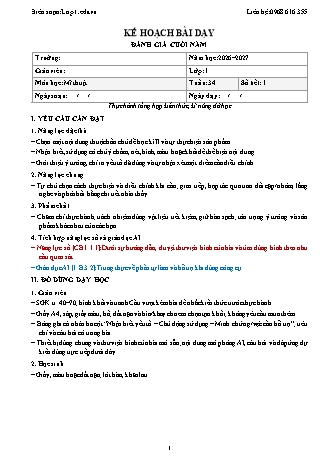 Giáo án Mĩ thuật lớp 1 năm học 2026-2027 - Tuần 34 - Đánh giá cuối năm - Thực hành tổng hợp kiến thức, kĩ năng đã học (Tích hợp năng lực số và AI)