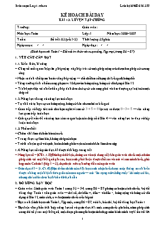 Giáo án Toán lớp 1 năm học 2026-2027 - Bài 13. Luyện tập chung (Tích hợp năng lực số và AI)