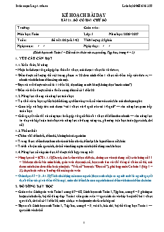 Giáo án Toán lớp 1 năm học 2026-2027 - Bài 21. Số có hai chữ số (Tích hợp năng lực số và AI)