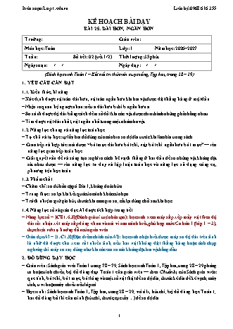 Giáo án Toán lớp 1 năm học 2026-2027 - Bài 25. Dài hơn, ngắn hơn (Tích hợp năng lực số và AI)