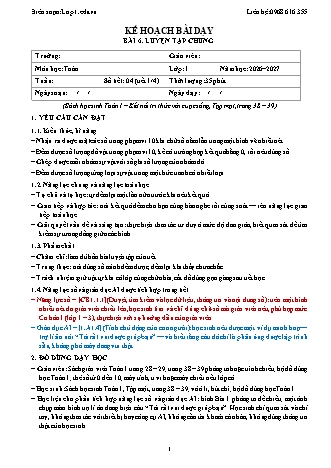 Giáo án Toán lớp 1 năm học 2026-2027 - Bài 6. Luyện tập chung (Tích hợp năng lực số và AI)