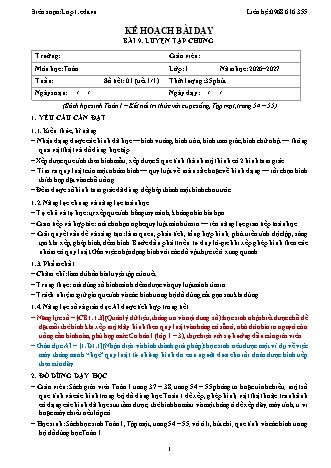 Giáo án Toán lớp 1 năm học 2026-2027 - Bài 9. Luyện tập chung (Tích hợp năng lực số và AI)